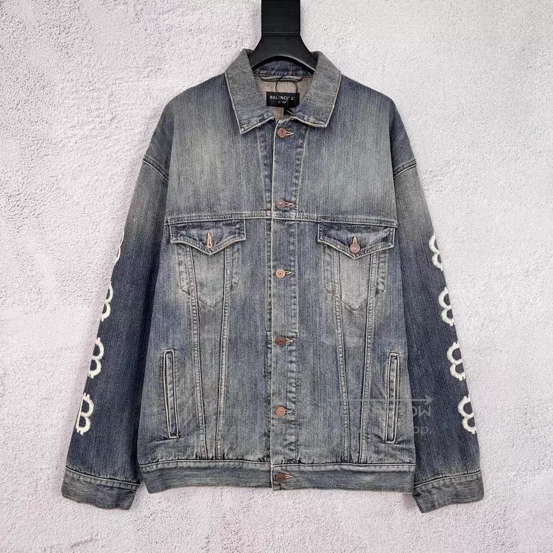 Balenciaga Balenciaga Double B Bitcoin Blue Denim Jacket Size US XS / EU 42 / 0 - 1 Thumbnail