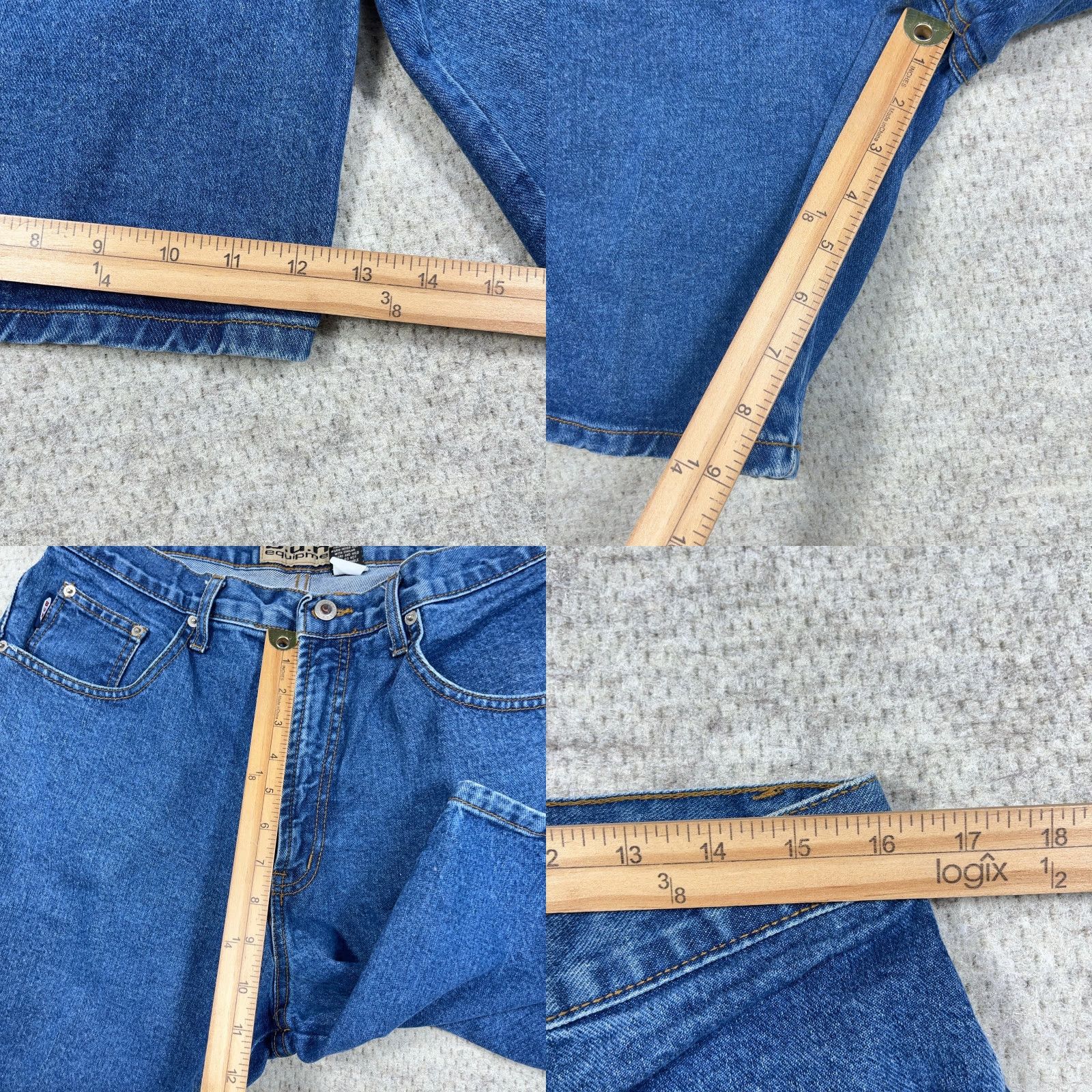 Vintage VINTAGE B.U.M. Equipment Shorts Men 34 Relaxed Fit Jorts Baggy 90s Y2K Skate Dad Blue Denim Cotton 5-Pocket Belt Loops Flat Front Zip Men's Shorts Size US 34 / EU 50 - 8 Thumbnail