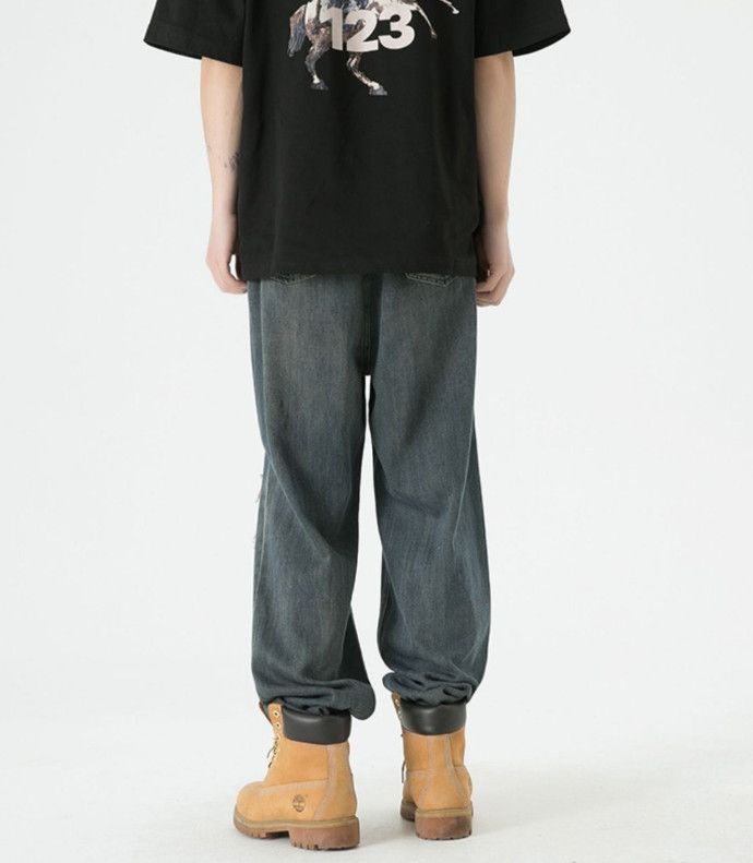 Japanese Brand Retro high street men's cleanfit straight ripped jeans Size US 32 / EU 48 - 5 Thumbnail