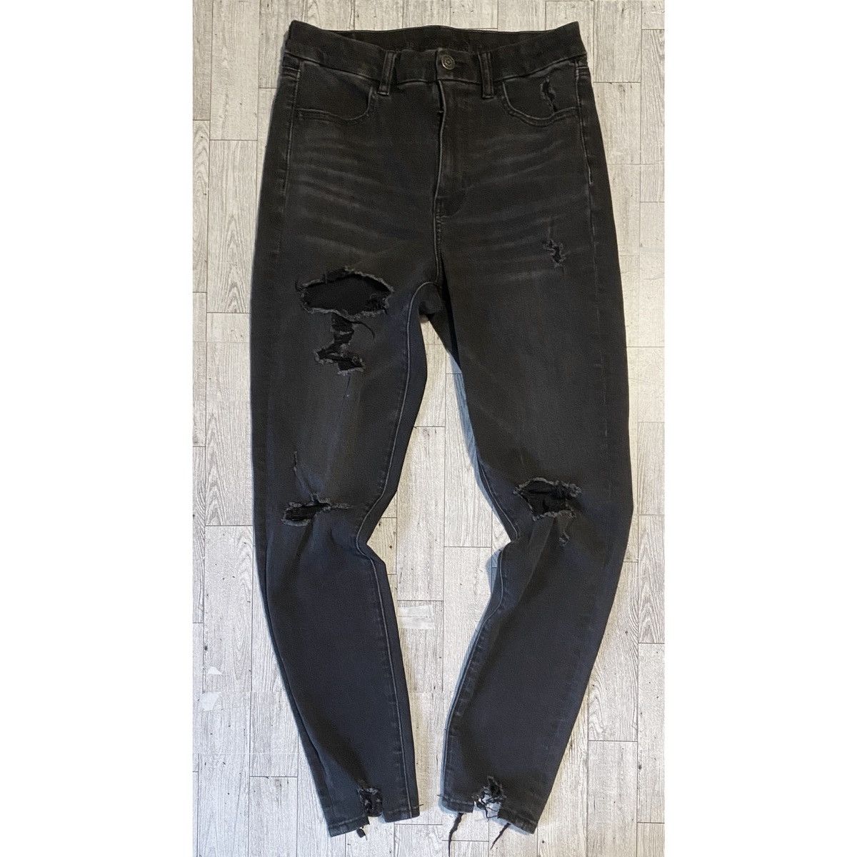 American Eagle Outfitters AEO, Black, Ultra Distressed, “Dream Jean” Skinny Jeans Size 30" / US 8 / IT 44 - 8 Thumbnail
