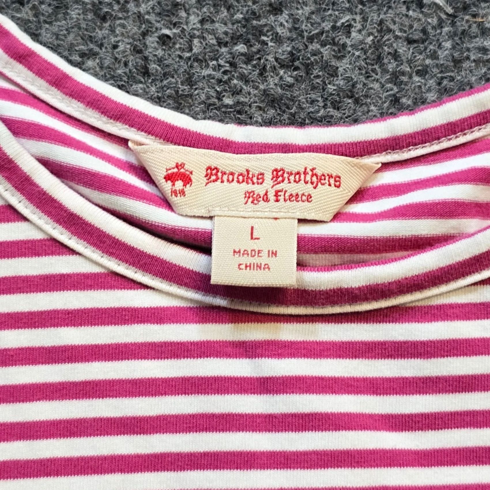 Brooks Brothers Brooks Brothers Top Women Large Pink Stripe Blue Lace Long Sleeve Stretch Casual Blouse Size L / US 10 / IT 46 - 3 Thumbnail