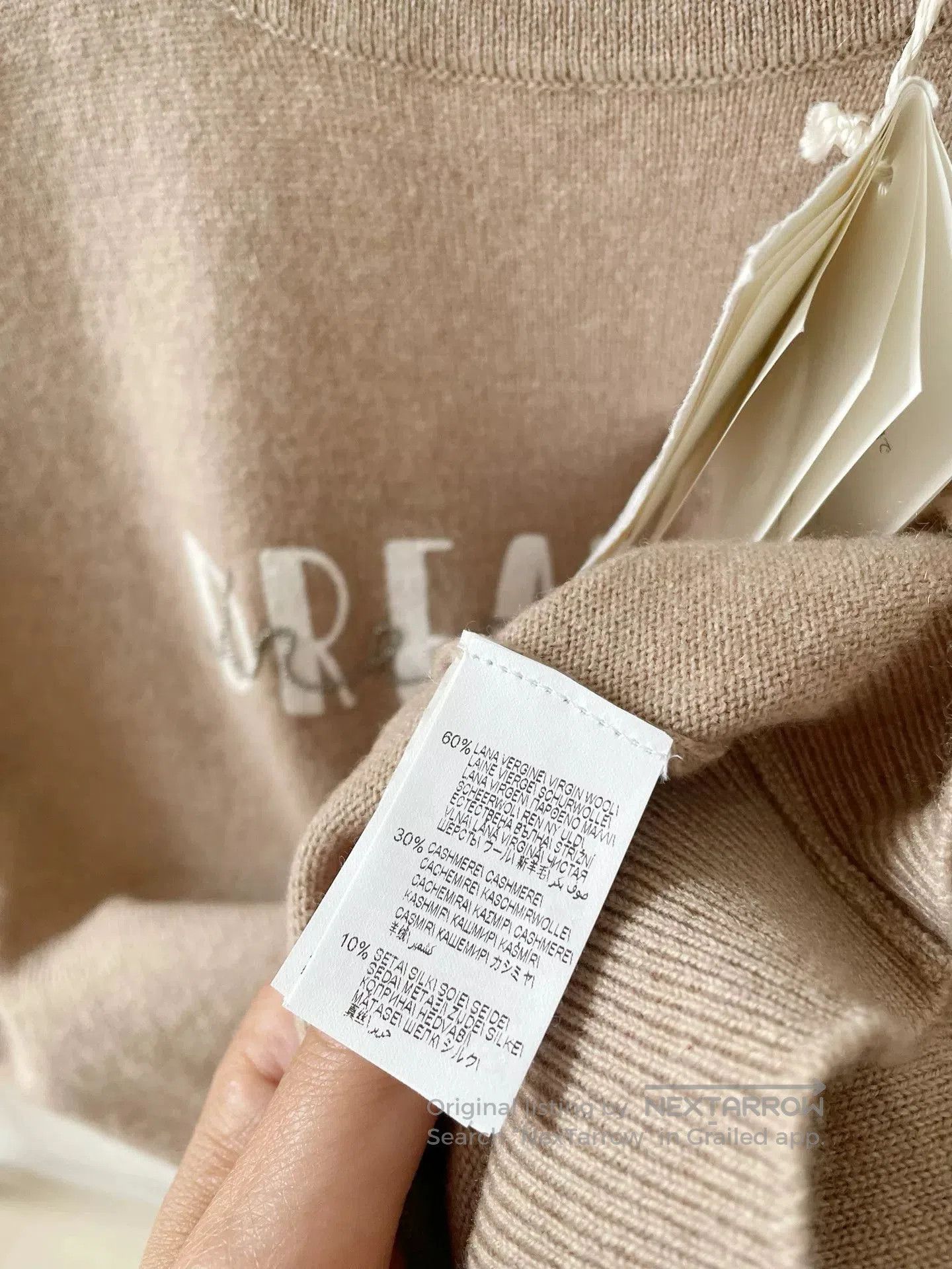 Brunello Cucinelli Brunello Cucinelli Beige Embellished Sweater. Size US XS / EU 42 / 0 - 6 Thumbnail