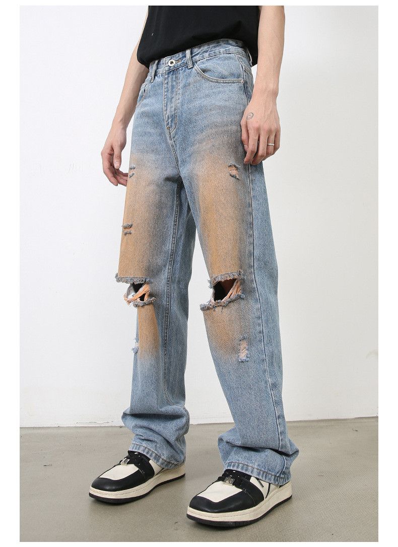 Japanese Brand × Jean Men's American style distressed tie-dye ripped jeans Size US 32 / EU 48 - 6 Thumbnail
