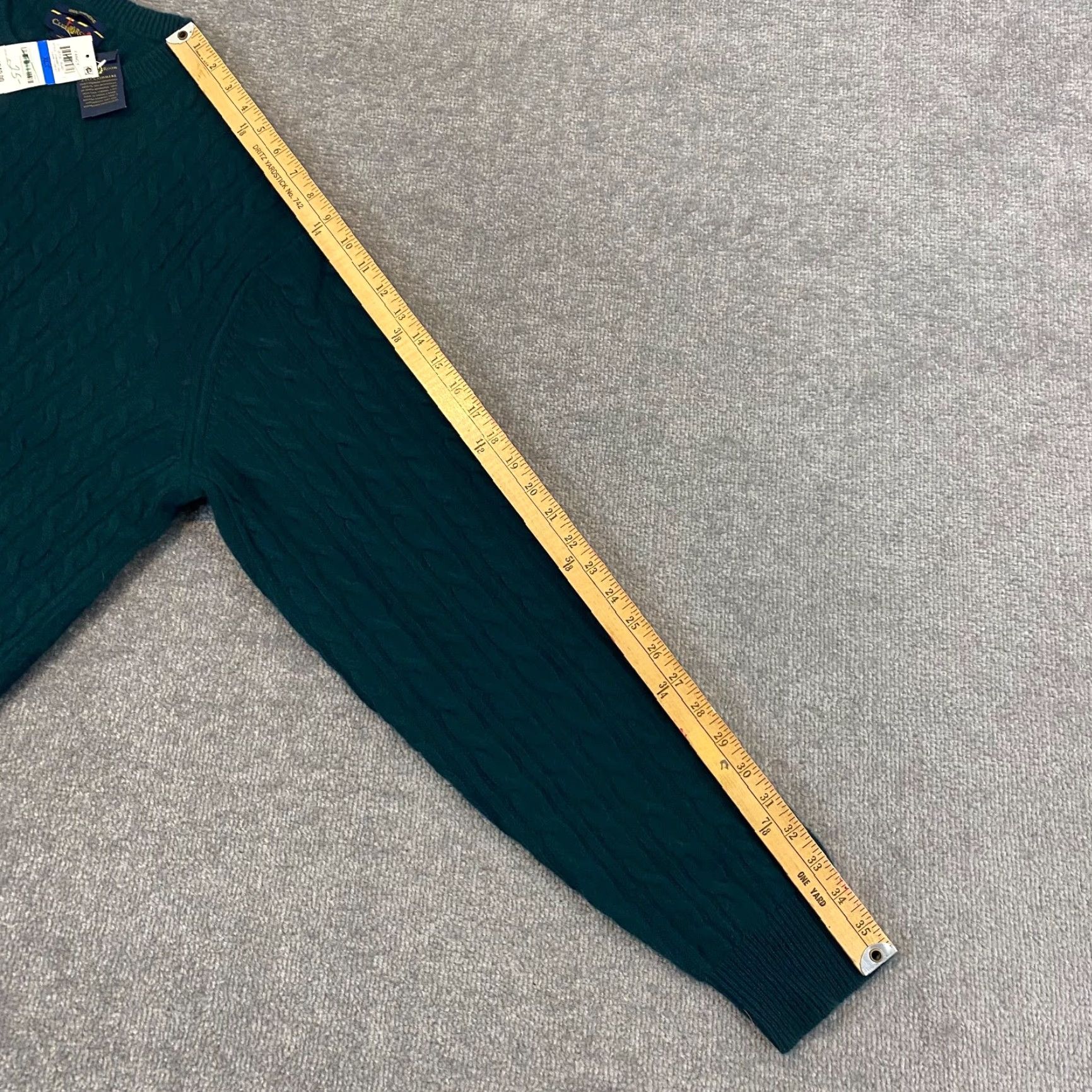 Club Room VINTAGE Club Room Cashmere Sweater Mens XLT Crew Neck Pullover Knit Winter Green 2-Ply Cable Knit Size US XL / EU 56 / 4 - 7 Thumbnail