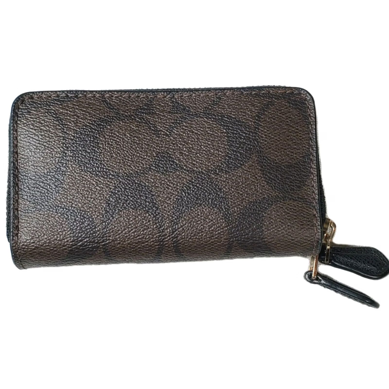 Coach Coach Signature C PVC Small Double Zip Coin Purse Brown / Black F63975 Size ONE SIZE - 3 Thumbnail