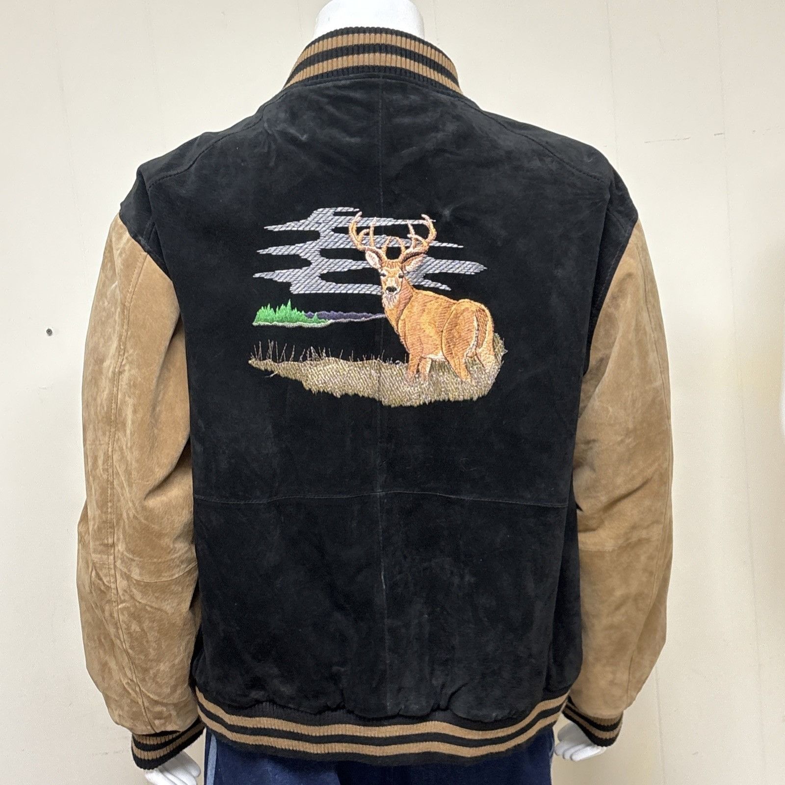 Other Vintage Leather Jacket Mens XXL Embroidered Varsity Pig Sued Size US XXL / EU 58 / 5 - 2 Thumbnail