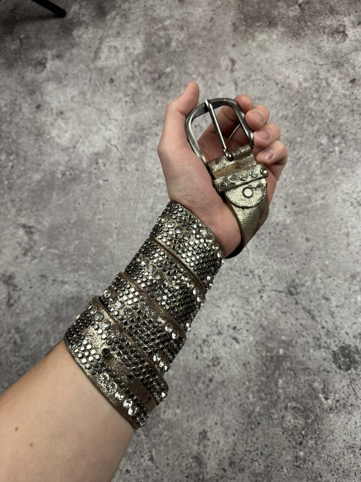 Japanese Brand 00’s NUMBER NINE STYLE STUDDED LEATHER RARE Y2K BELT VINTAGE Size ONE SIZE - 3 Thumbnail
