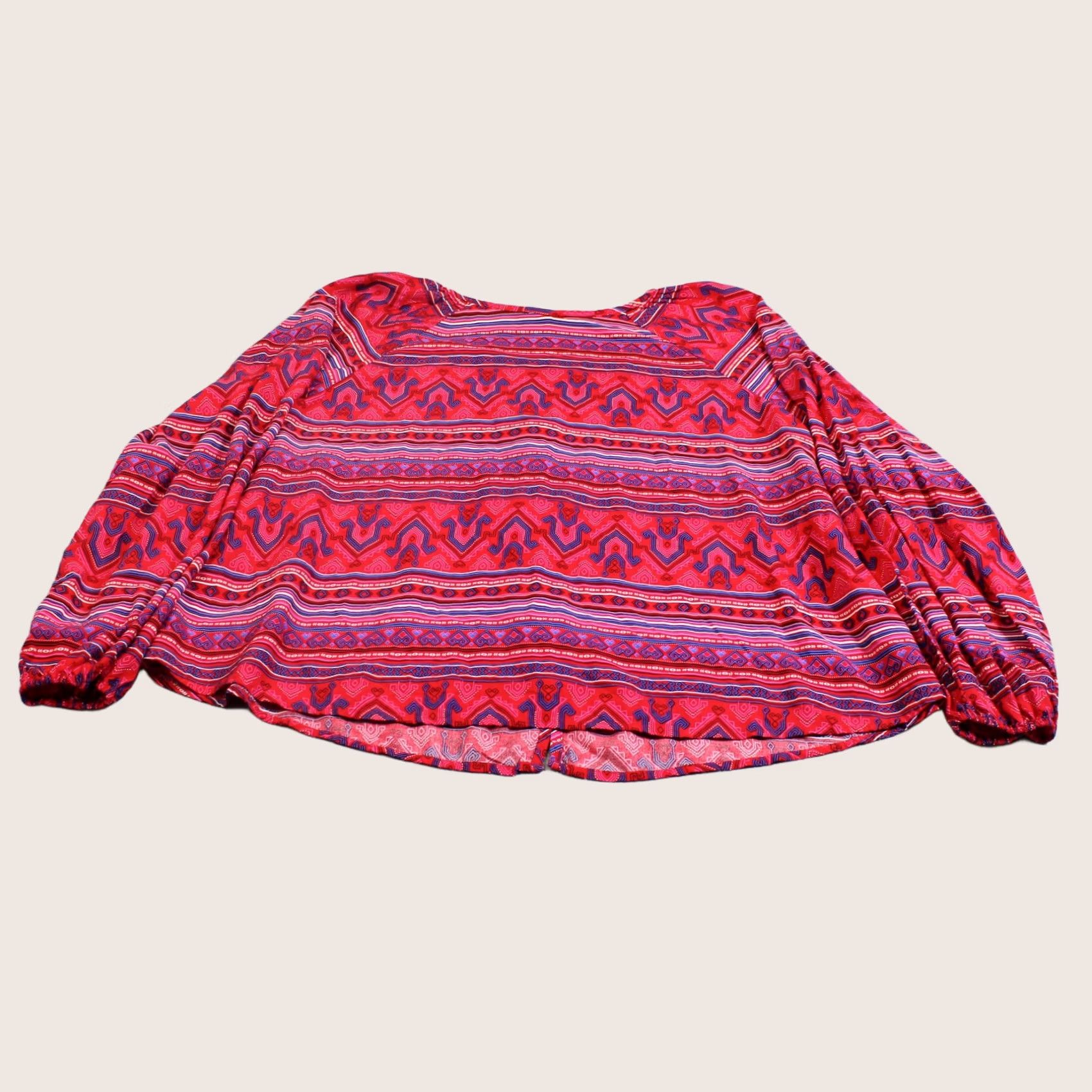 Wrangler Wrangler Retro Shirt Women XL Red Stripe Bohemian Western Balloon Sleeve Button Front Blouse Size XL / US 12-14 / IT 48-50 - 1 Thumbnail