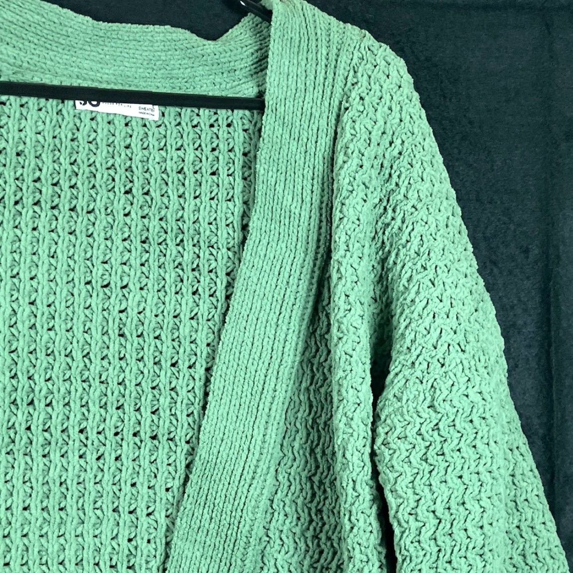 Vintage Sonoma Womens Sweater Green Knit Cardigan Open Front Large Size L / US 10 / IT 46 - 5 Thumbnail
