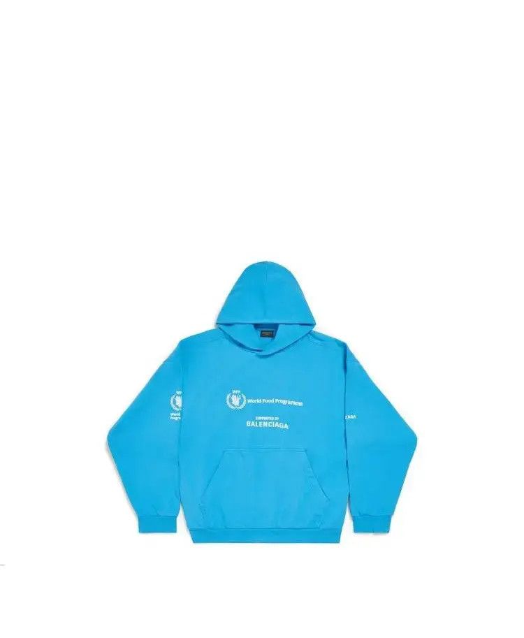 Balenciaga o1w1db10625 Medium Fit Hoodie in Azure Blue/White Size XXL / US 16-18 / IT 52-54 - 1 Thumbnail