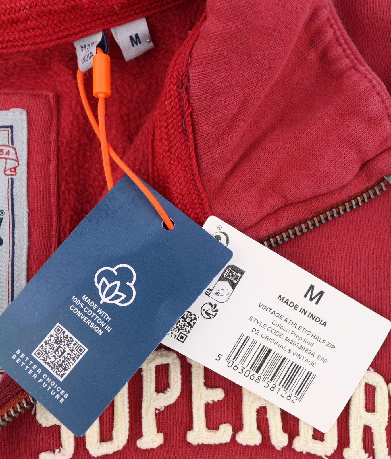 Superdry VINTAGE ATH HALF ZIP M Red Logo Cotton Pullover 87121 Size US M / EU 48-50 / 2 - 6 Thumbnail