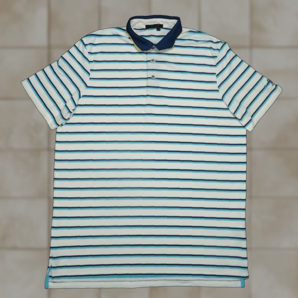 Vintage VINTAGE Greyson Polo Shirt Mens Large White Blue Striped Performance Golf Casual Size US L / EU 52-54 / 3 - 1 Thumbnail
