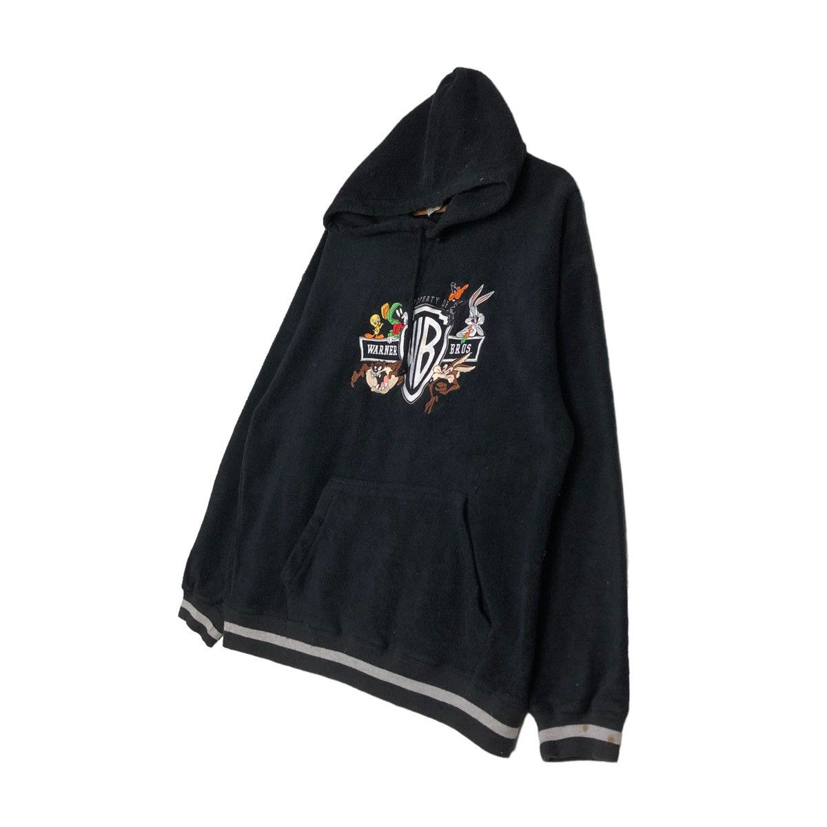 Cartoon Network 🔥VINTAGE WARNER BROS HOODIE PULL OVER BIG LOGO Size US L / EU 52-54 / 3 - 3 Thumbnail