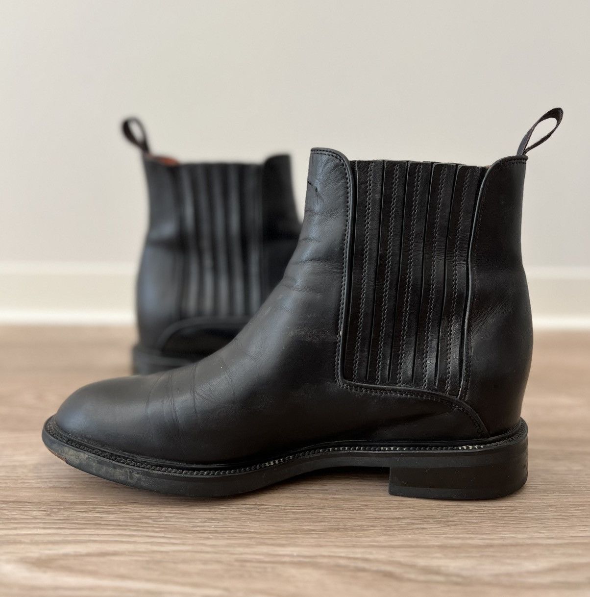 Santoni Santoni Leather Black Ankle Chelsea Boots Size US 8.5 / IT 38.5 - 7 Thumbnail