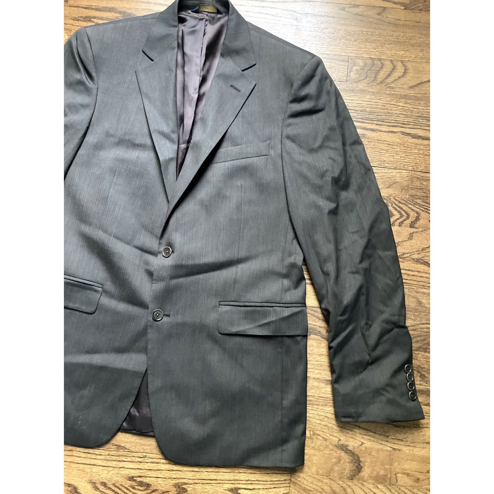 Brooks Brothers Brooks Brothers Blazer Mens 41L Dark Brown Stretch Wool Blend Sport Coat Size 42R - 3 Thumbnail