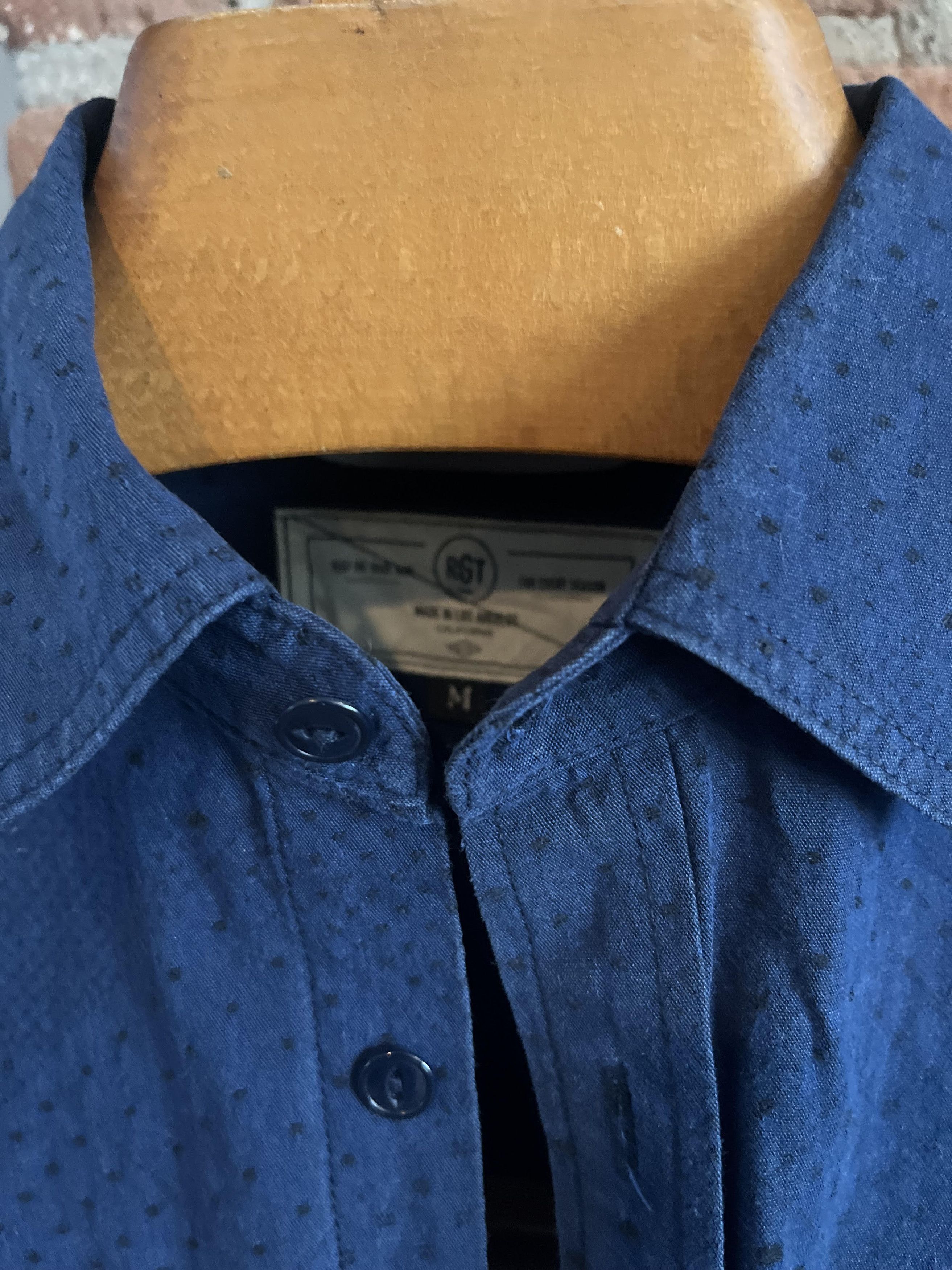 Rogue Territory Rogue Territory Shirt Blue Swiss Dot Button Down Cotton Size US M / EU 48-50 / 2 - 2 Thumbnail