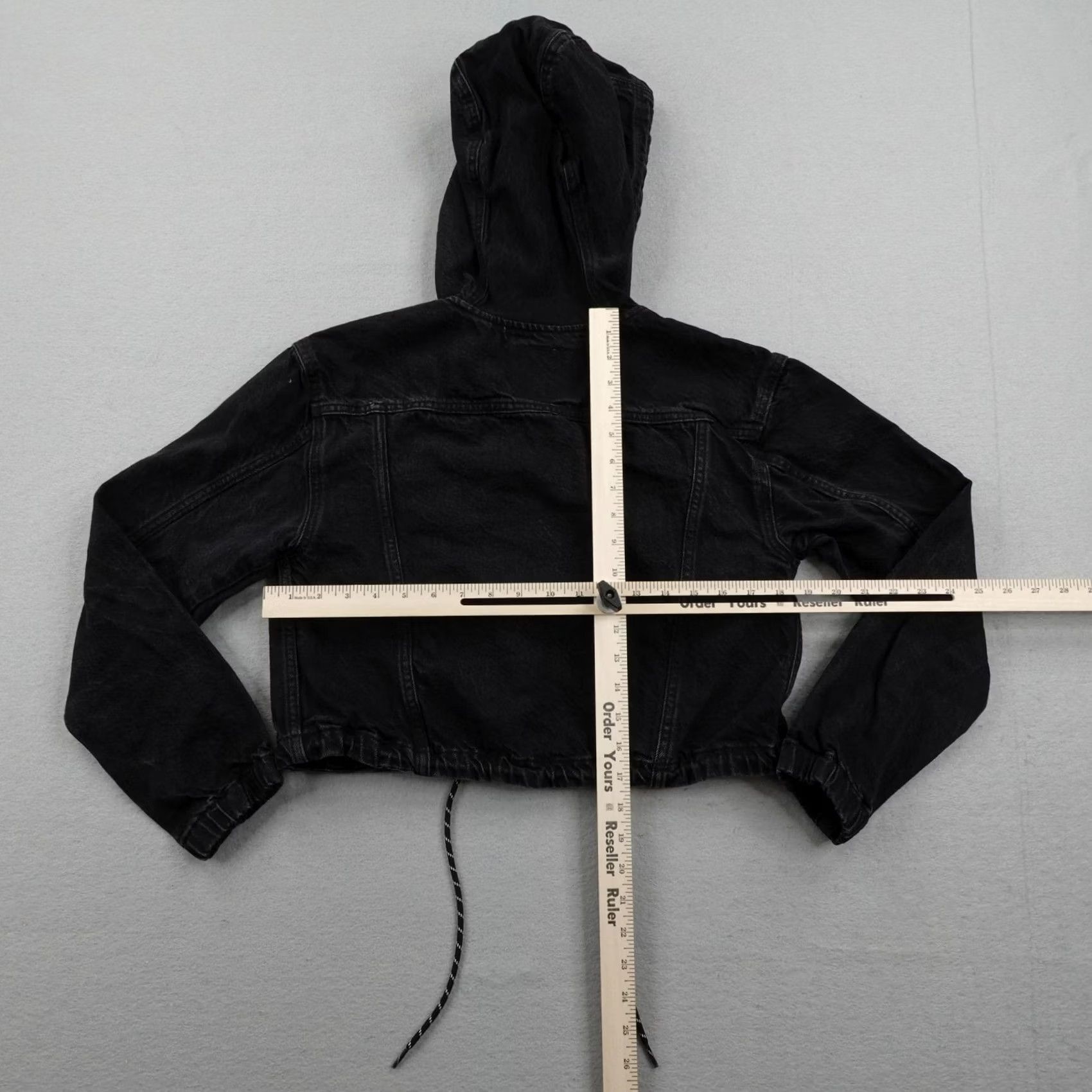 Levi's Levis Jacket Womens Small Black Denim Jean Hooded Cropped Trucker Coat Snap Up Size 28" / US 6 / IT 42 - 5 Thumbnail