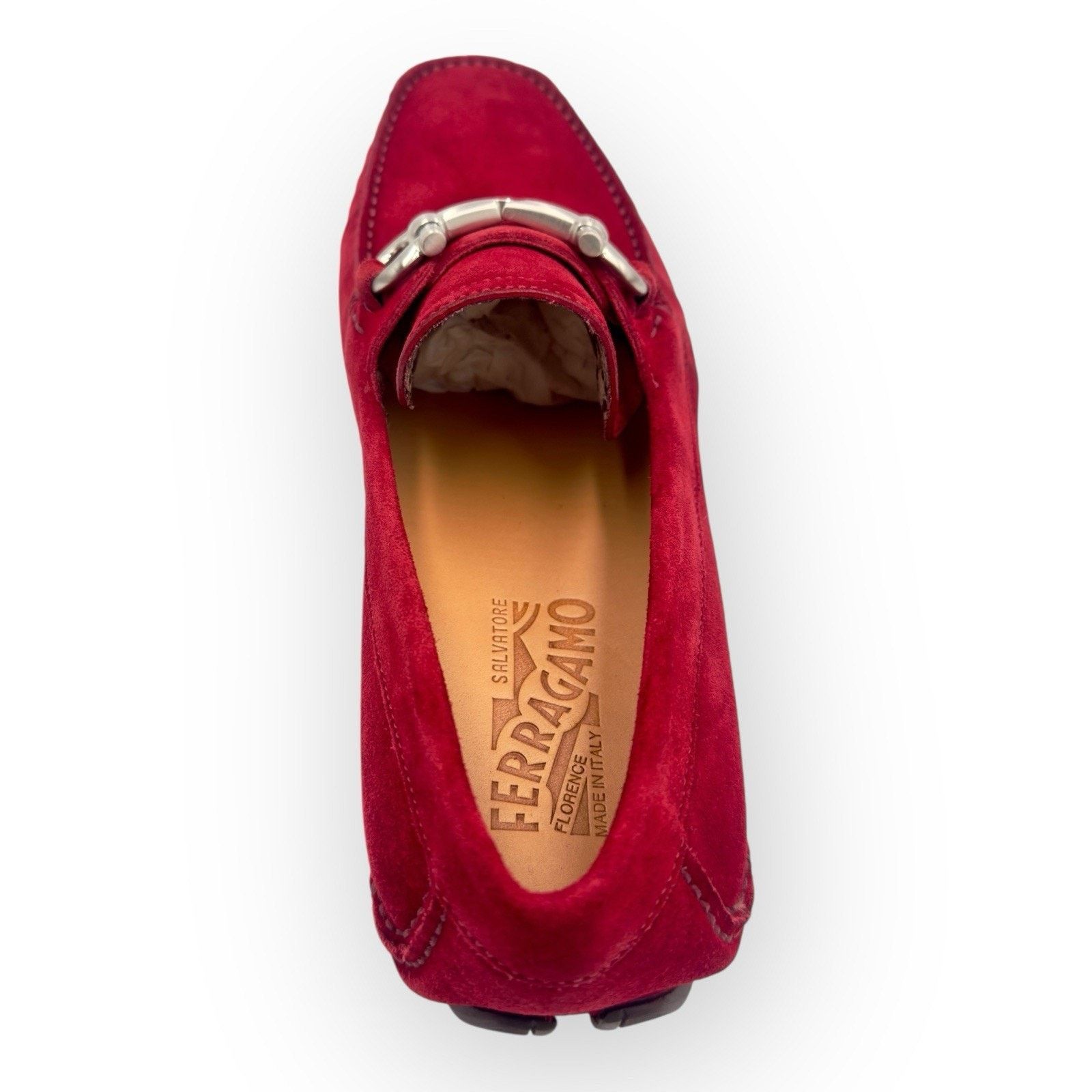 Salvatore Ferragamo Ferragamo Suede Loafers with Gancini In Red 7.5UK 8.5US Size US 8.5 / EU 41-42 - 4 Thumbnail