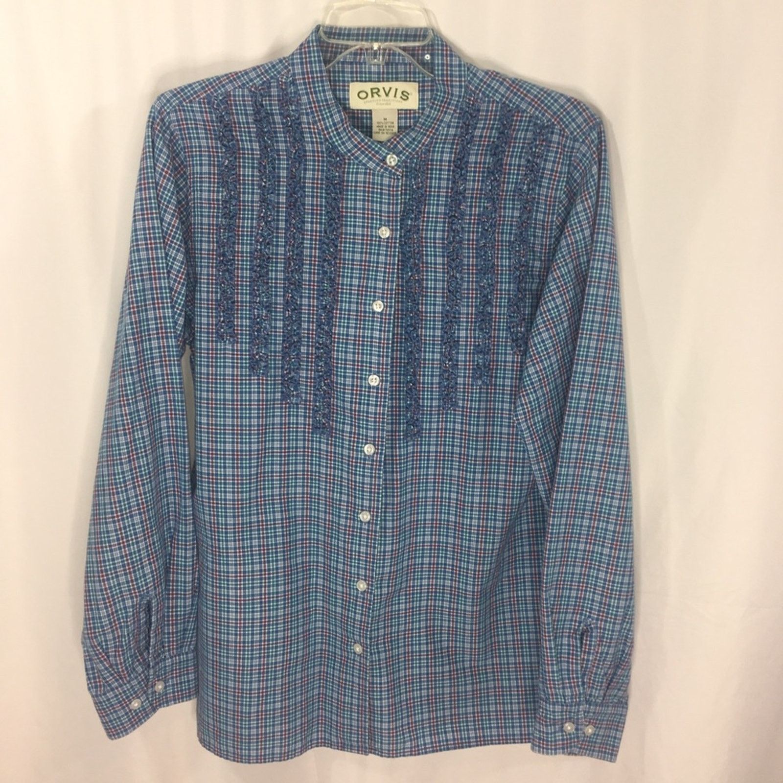 Orvis Orvis Women's Shirt Blouse Plaid Long Sleeve Size Medium Size US M / EU 48-50 / 2 - 6 Thumbnail