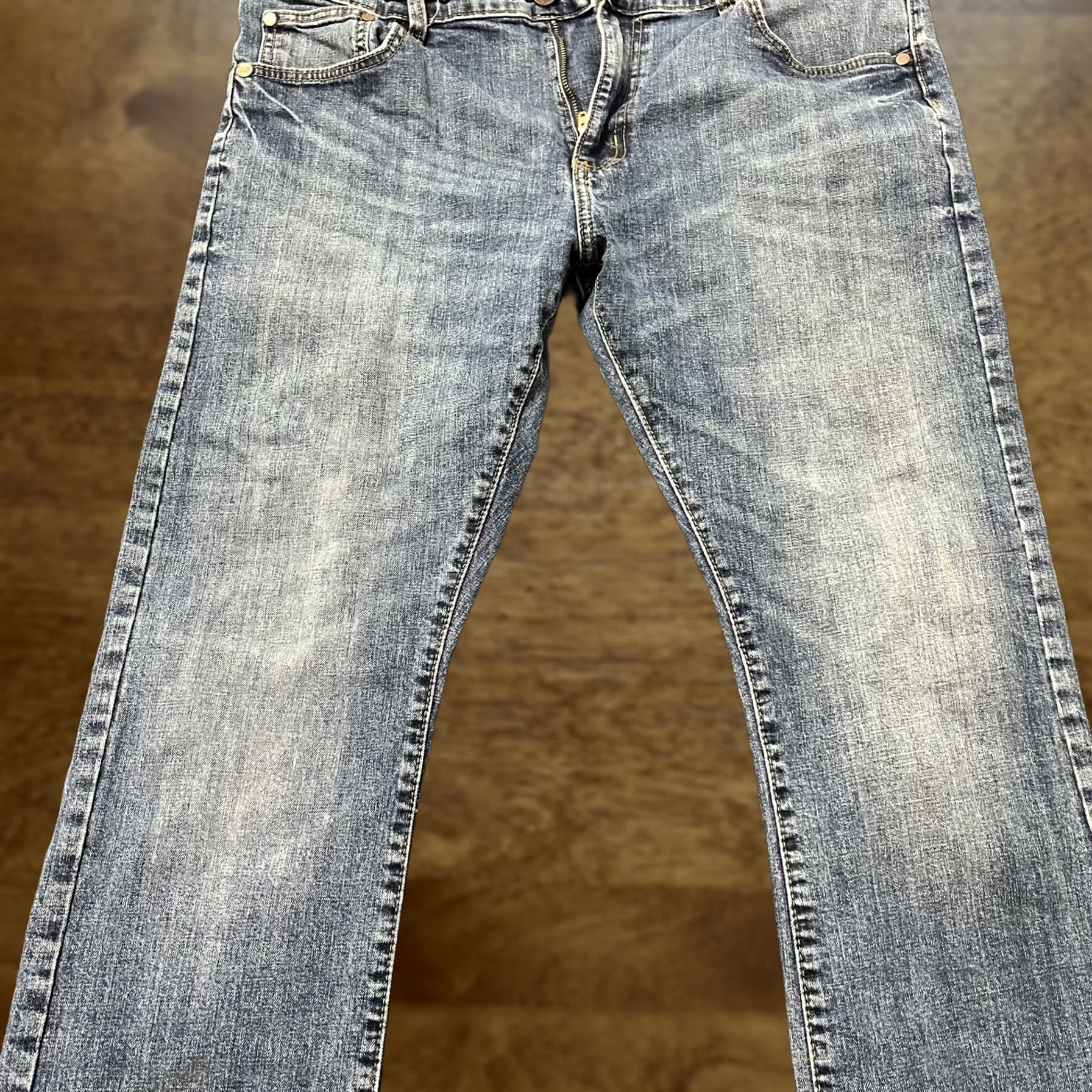 Wrangler Wrangler Jeans Slim Boot Mens Blue Medium Wash Denim Bootcut Western Casual 36 Inseam 30 Zip Pockets Distressed Signature W Size US 36 / EU 52 - 1 Thumbnail