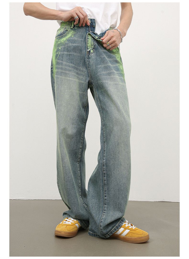 Japanese Brand × Jean Men's ink-splashed loose straight-leg wide-leg jeans Size US 32 / EU 48 - 4 Thumbnail