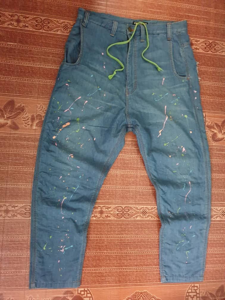 Issey Miyake 💥Frapbois splash paint art Issey miyake denim pant Size US 33 - 13 Thumbnail