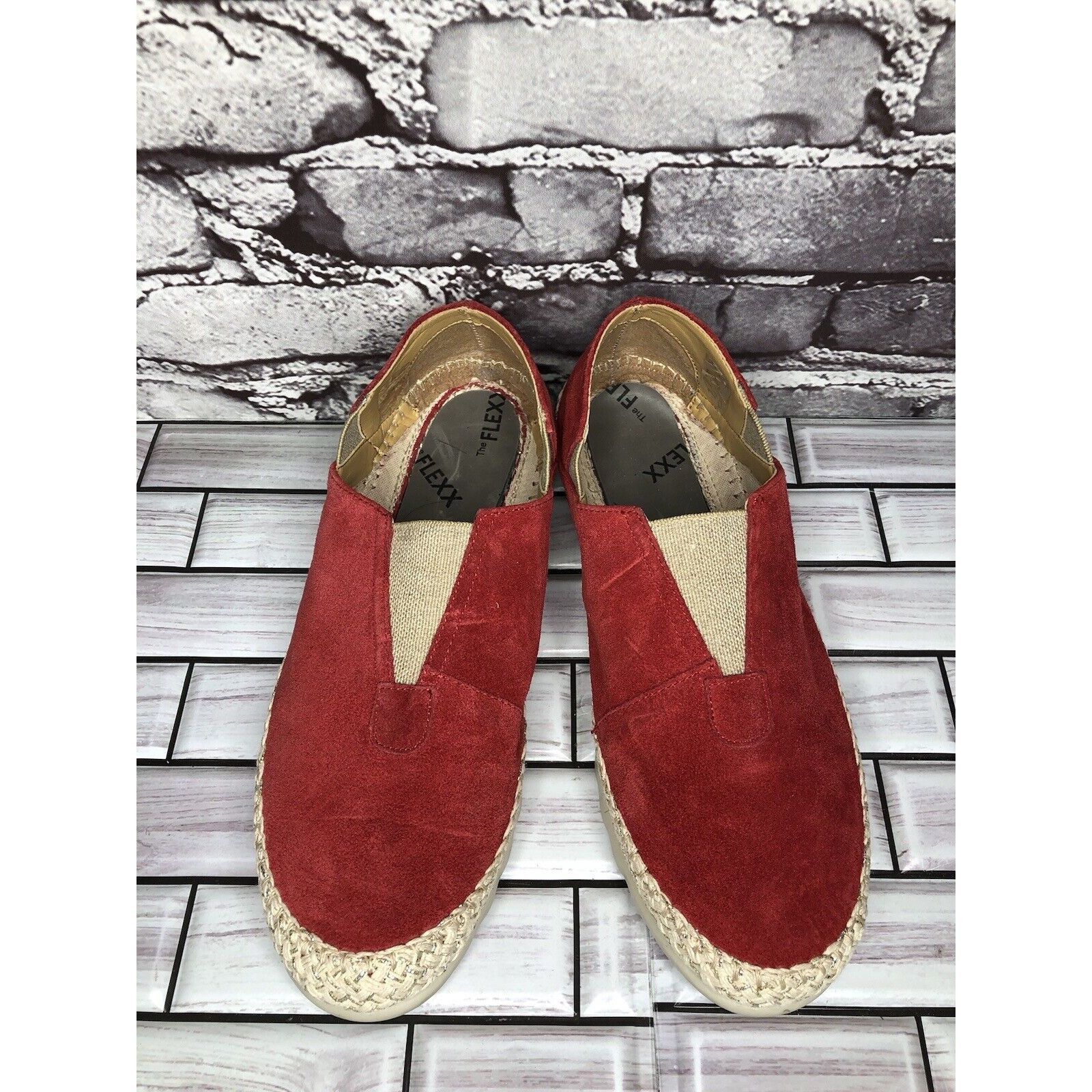 Other The Flexx Red Suede Leather Espadrilles Slip On Shoes Women Size US 8.5 / IT 38.5 - 2 Thumbnail