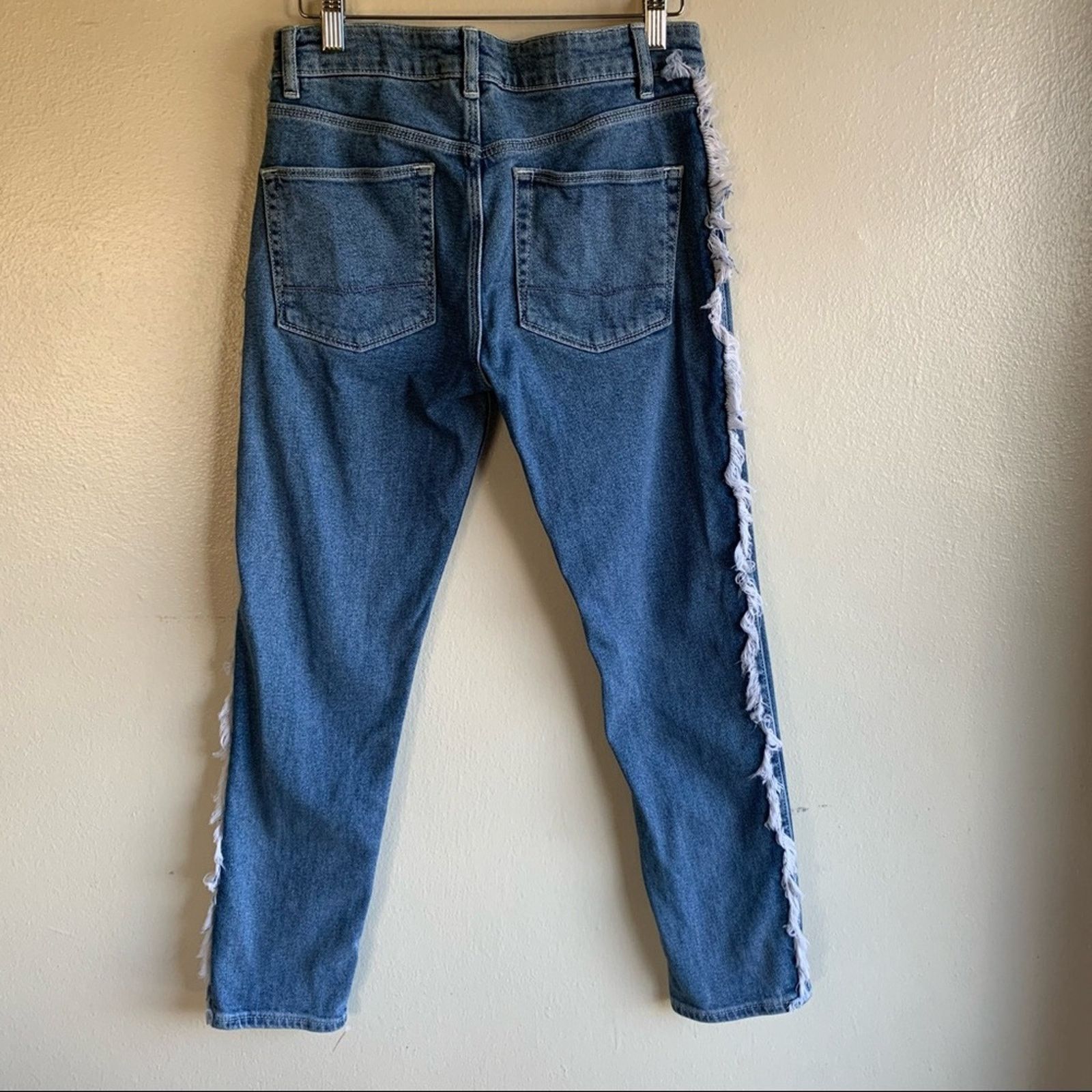 Asos ASOS Skinny jeans in mid wash blue with frayed side stripe Size US 28 / EU 44 - 5 Thumbnail