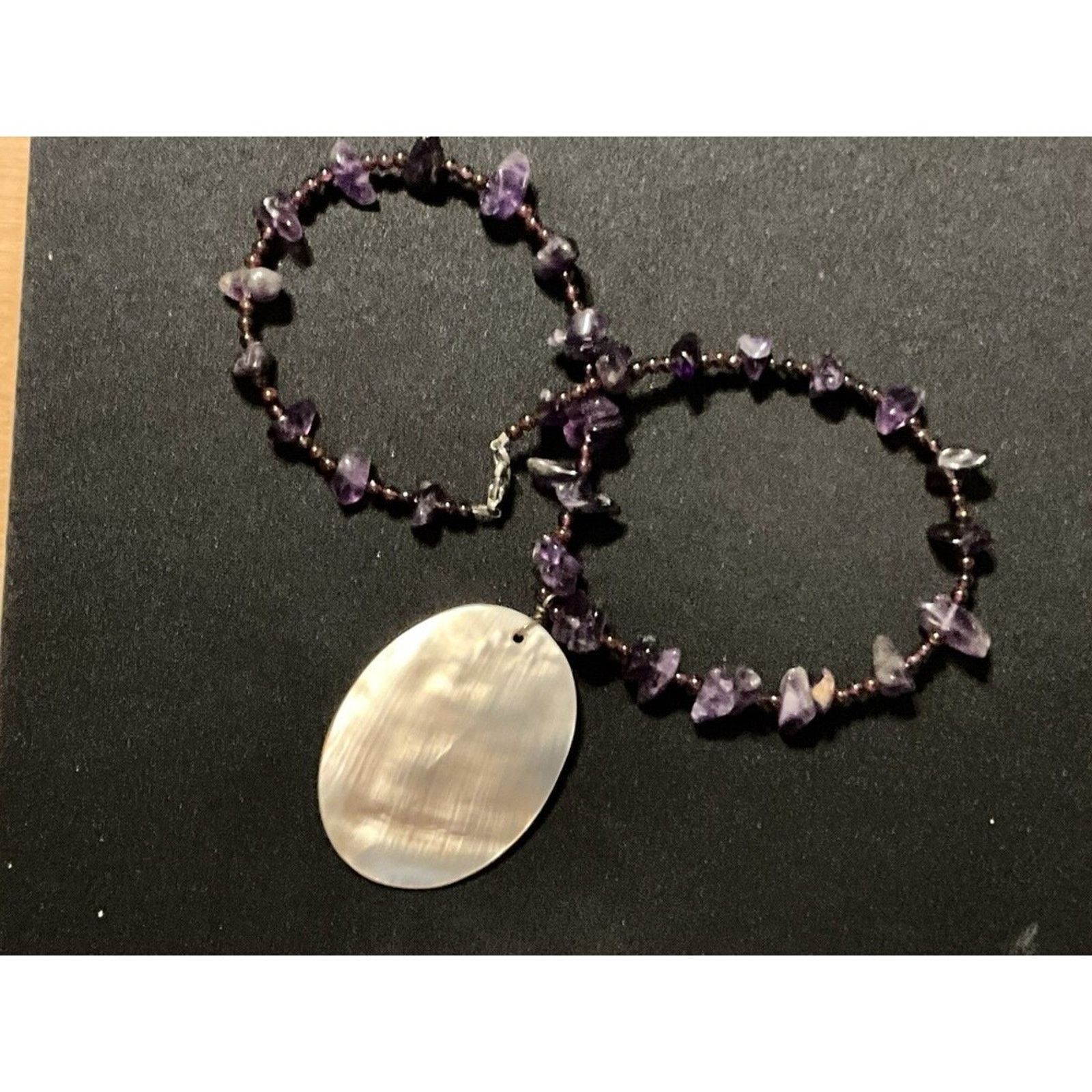 Other Blister Pearl Shell, Amethyst & Garnet Bale Spacers Necklace Size ONE SIZE - 1 Thumbnail