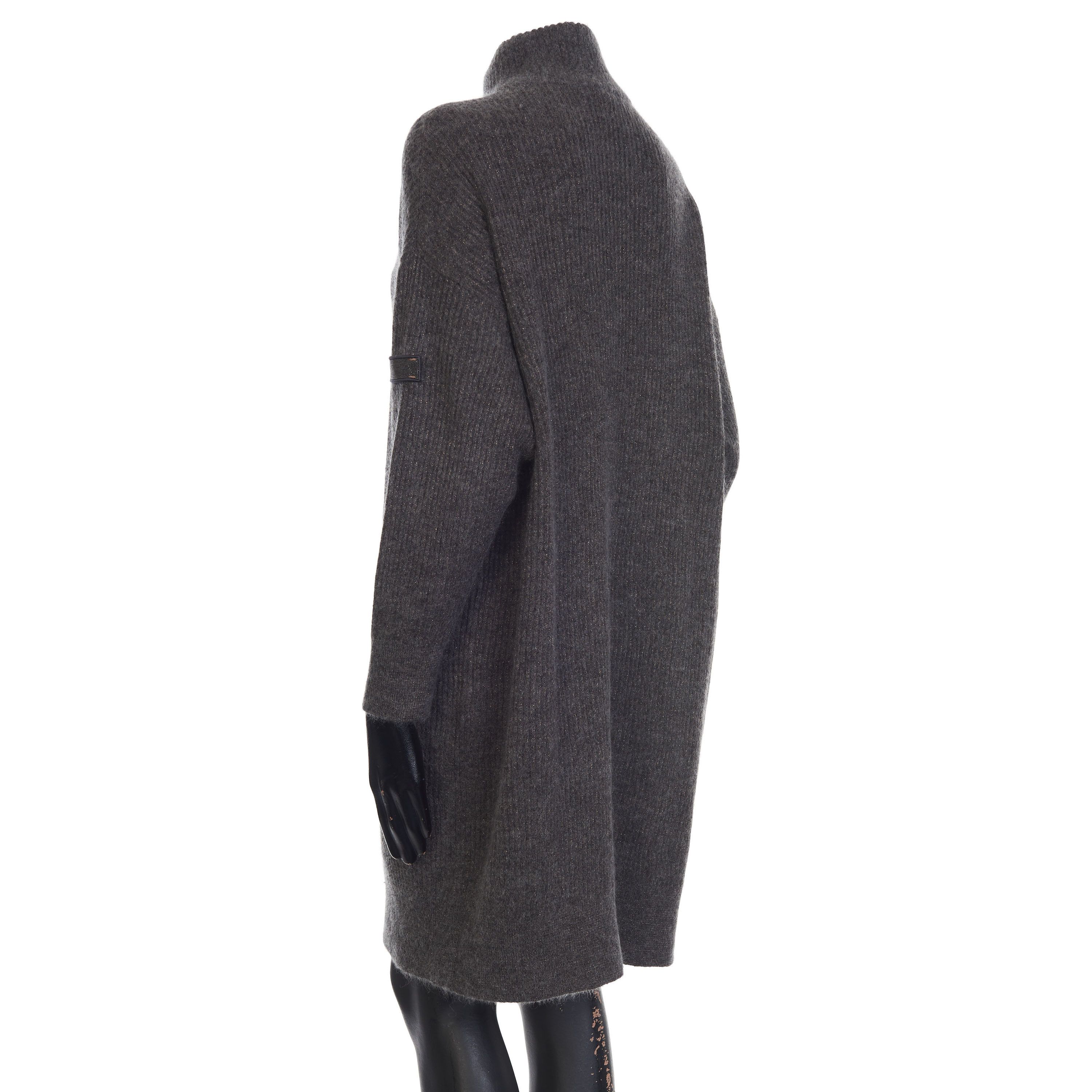 Brunello Cucinelli Sparkling Gray Sweater Dress - Monili, Mohair/Metallic Knit Size M / US 6-8 / IT 42-44 - 5 Thumbnail