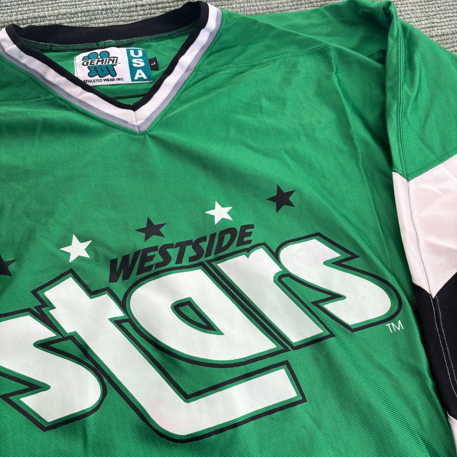 Gemini × Vintage Vintage 90s Westside Stars Retro Green Silver Hockey Jersey Size US L / EU 52-54 / 3 - 2 Thumbnail