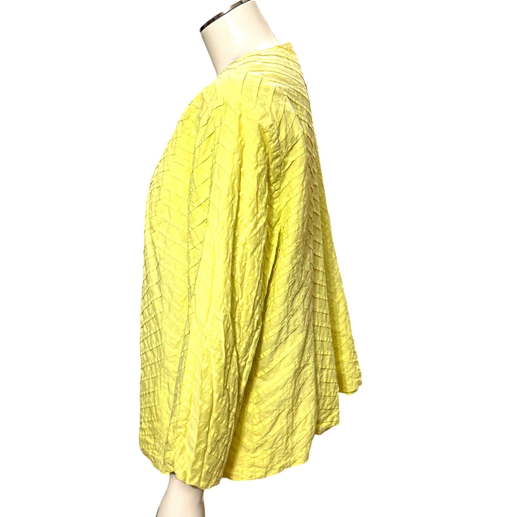 Chicos Chicos Yellow Textured Open Front Jacket Cotton Polyester Li Size XS / US 0-2 / IT 36-38 - 2 Thumbnail