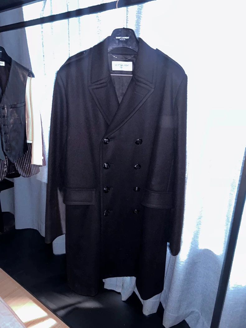 Saint Laurent Paris 14fw Navy buttoned coat-2506