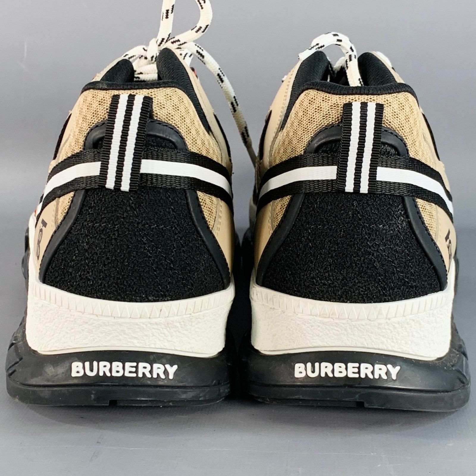 Burberry Size 12 Tan Black Red Stripe Mesh Low Top Sneakers Size US 12 / EU 45 - 4 Thumbnail