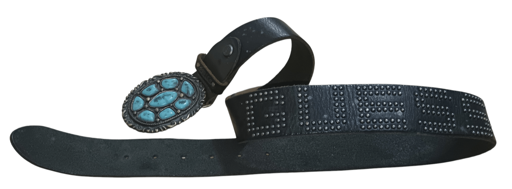 Genuine Leather × Guess GUESS STUDDED LEATHER BELT WITH CUSTOM BUCKLE Size 36 - 1 Thumbnail