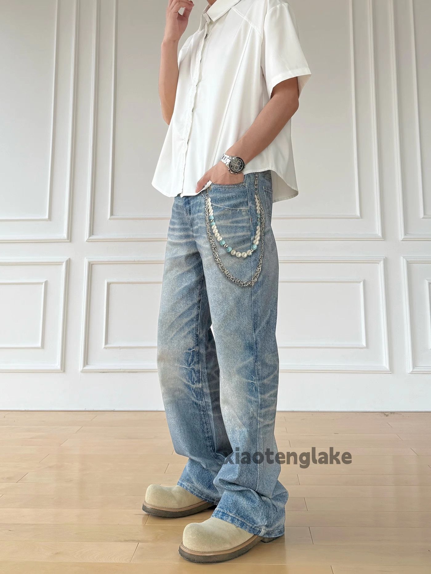 Jean xtl vintage washed faded cleanfit punk hiphop jeans Size US 34 / EU 50 - 2 Thumbnail
