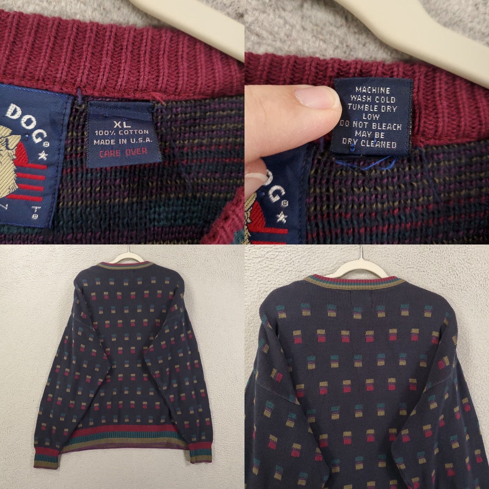 Gant VINTAGE GANT Sweatshirt Men XL Navy Knit Geometric 90s Pullover Size US XL / EU 56 / 4 - 8 Thumbnail