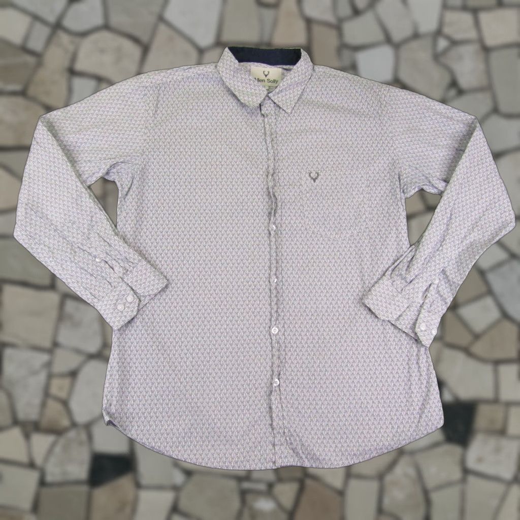 Vintage VINTAGE Allen Solly Button-Up Shirt Mens Large Blue/White Graphic Print Long Sleeve Casual Classic Style - 1990s Theme Mens L Blue Size US L / EU 52-54 / 3 - 1 Thumbnail