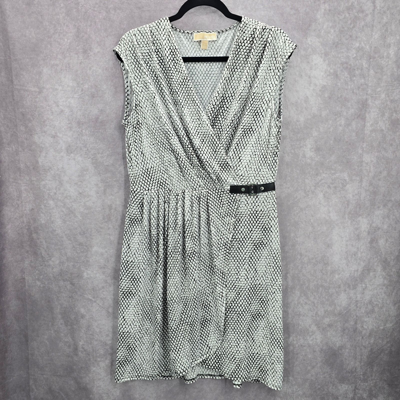 Michael Kors Michael Kors Black White Wrap Midi Short Sleeve Dress Large Size L / US 10 / IT 46 - 1 Thumbnail