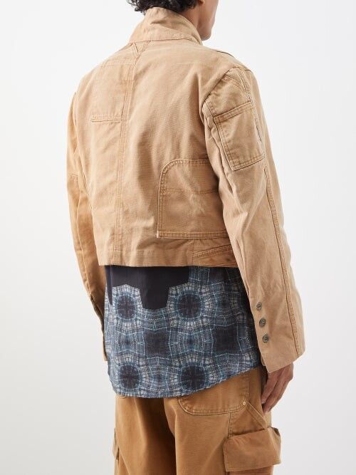Greg Lauren o1mle0125 Work Canvas Cropped Jacket in Tan Size US S / EU 44-46 / 1 - 5 Thumbnail
