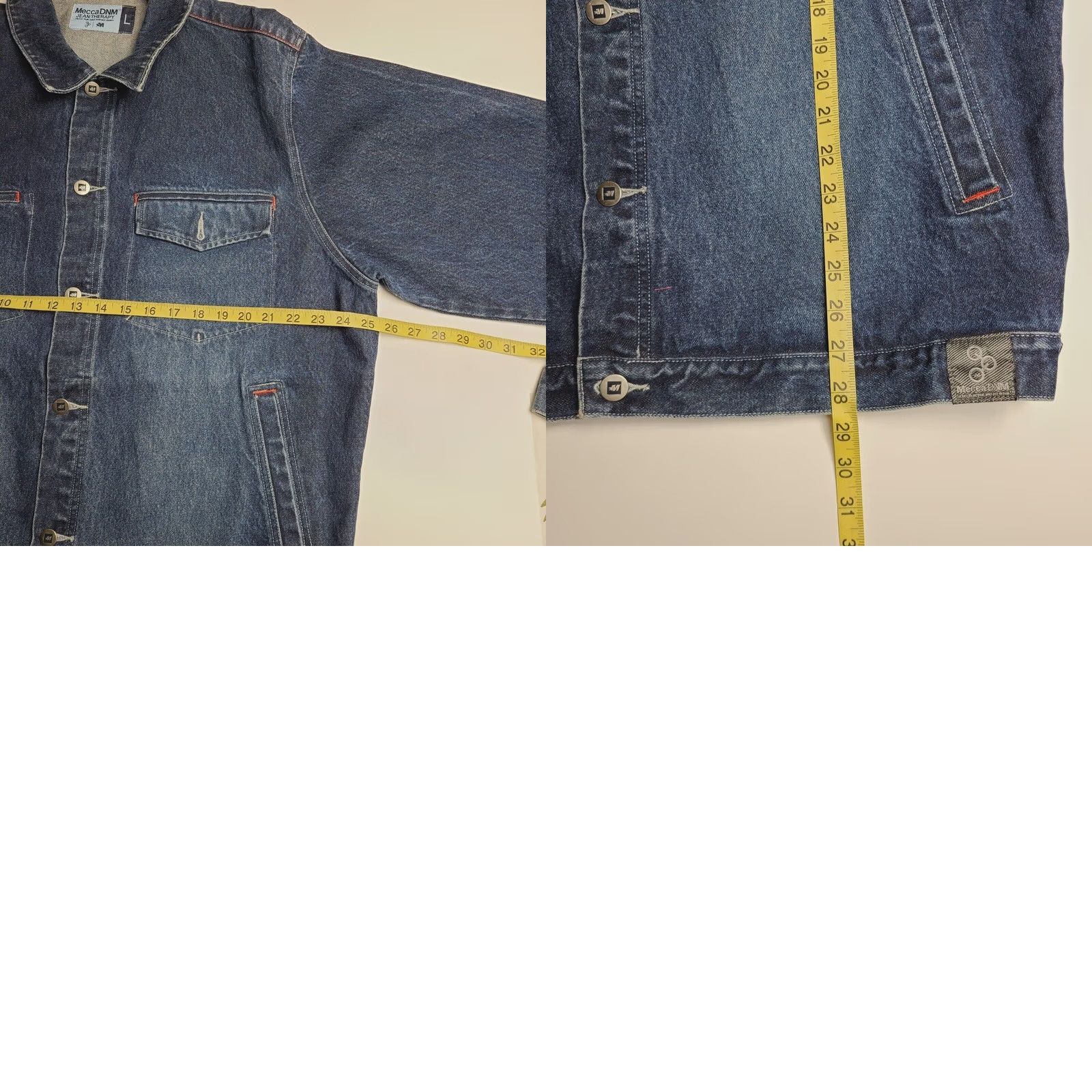 Vintage VINTAGE Mecca DNM Jean Therapy Jacket Denim 90s Mens Large Blue Jeans Button Logo 100% Cotton" Size US 33 - 8 Thumbnail