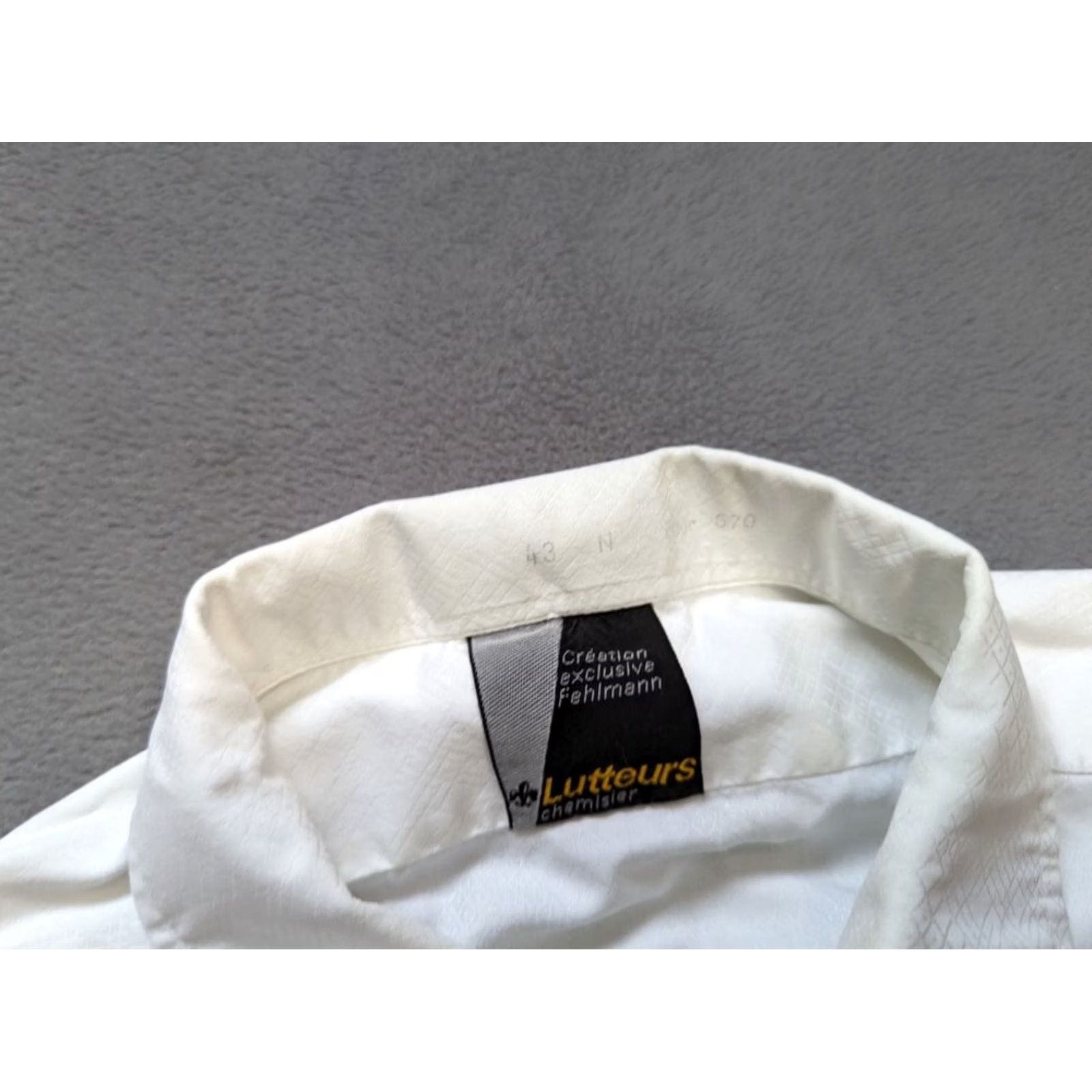 Vintage VINTAGE Lutteurs Shirt Button-Up Long Sleeve White 43 Mens Big & Tall French Size 43 Size US XL / EU 56 / 4 - 2 Thumbnail