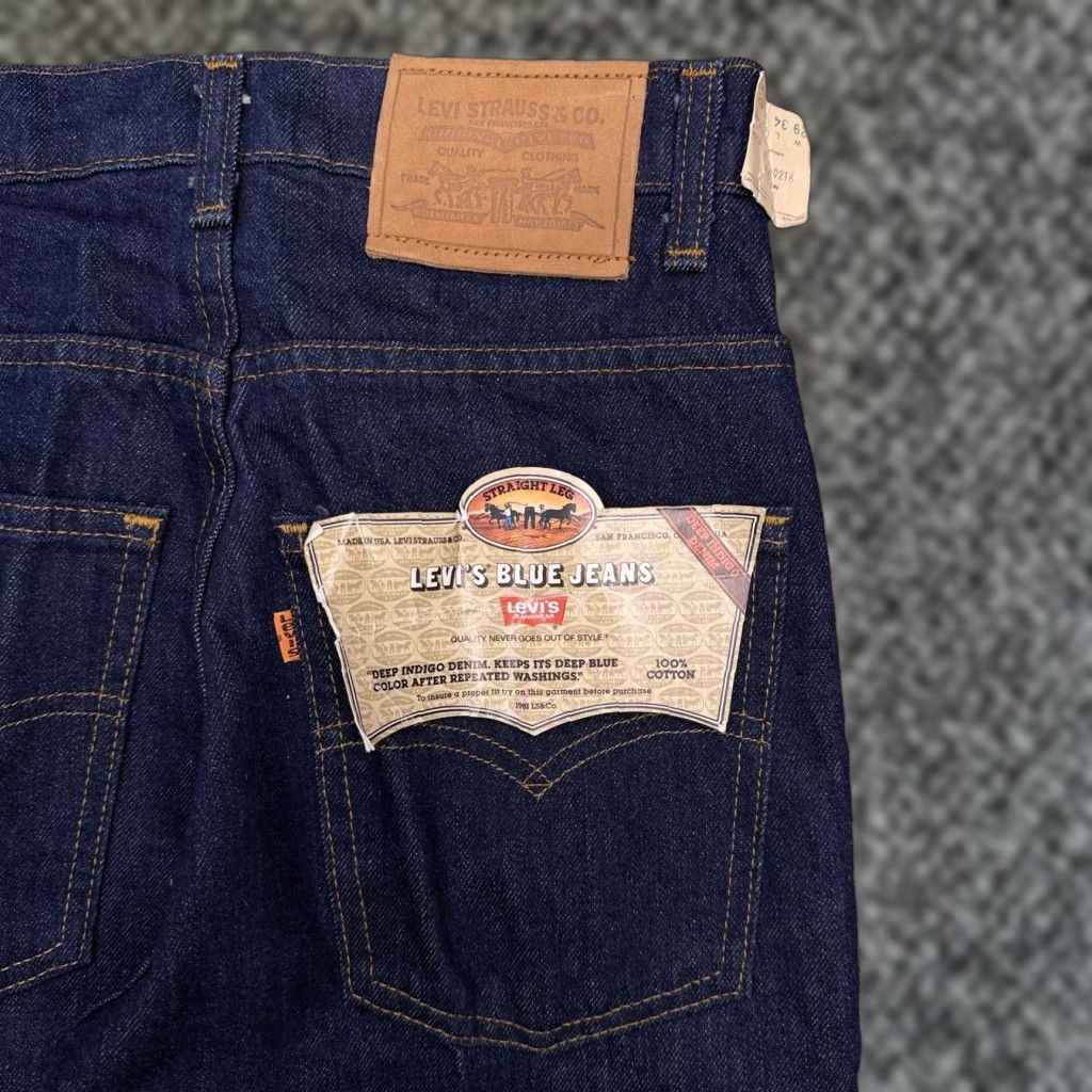 Levi's VINTAGE Levi's Jeans Straight Men's 29x34 Denim 80s Levi's 500 Series Dark Blue 5-Pocket Regular Waist 29 Inseam 34 New with Tags Size US 29 - 1 Thumbnail