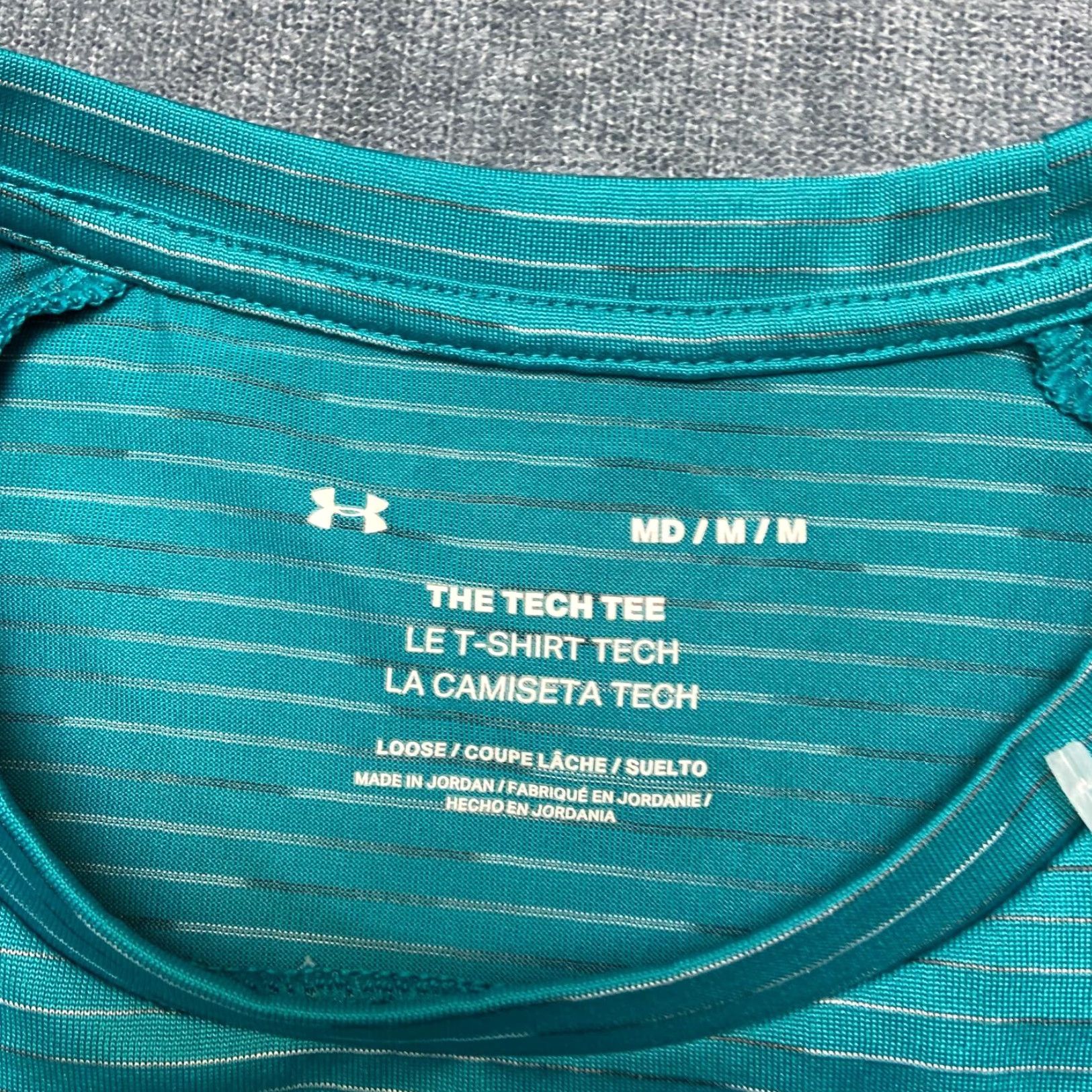 Under Armour VINTAGE Under Armour La Camiseta Tech T Shirt Mens Medium Teal Striped Raglan Sleeve Size US M / EU 48-50 / 2 - 7 Thumbnail
