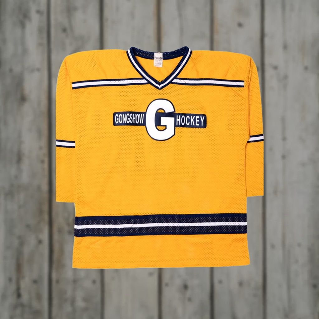 Vintage VINTAGE Athletic Knit T-Shirt XX-Large Gold Gongshow Hockey JT Pluckers Yellow Adults Unisex 90s Sports Shirt Mens Size US XXL / EU 58 / 5 - 1 Thumbnail