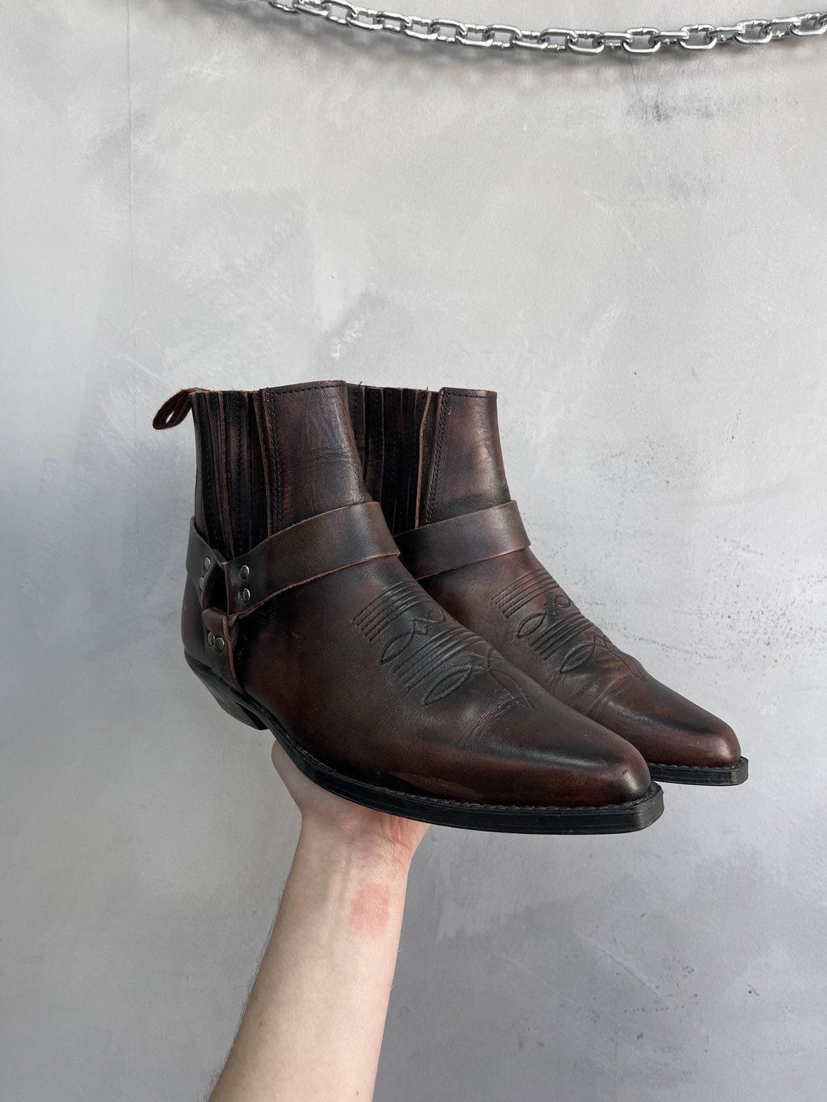 Other Y2k Brown leather boots vintage opium western guidi style Size US 9 / EU 42 - 2 Thumbnail