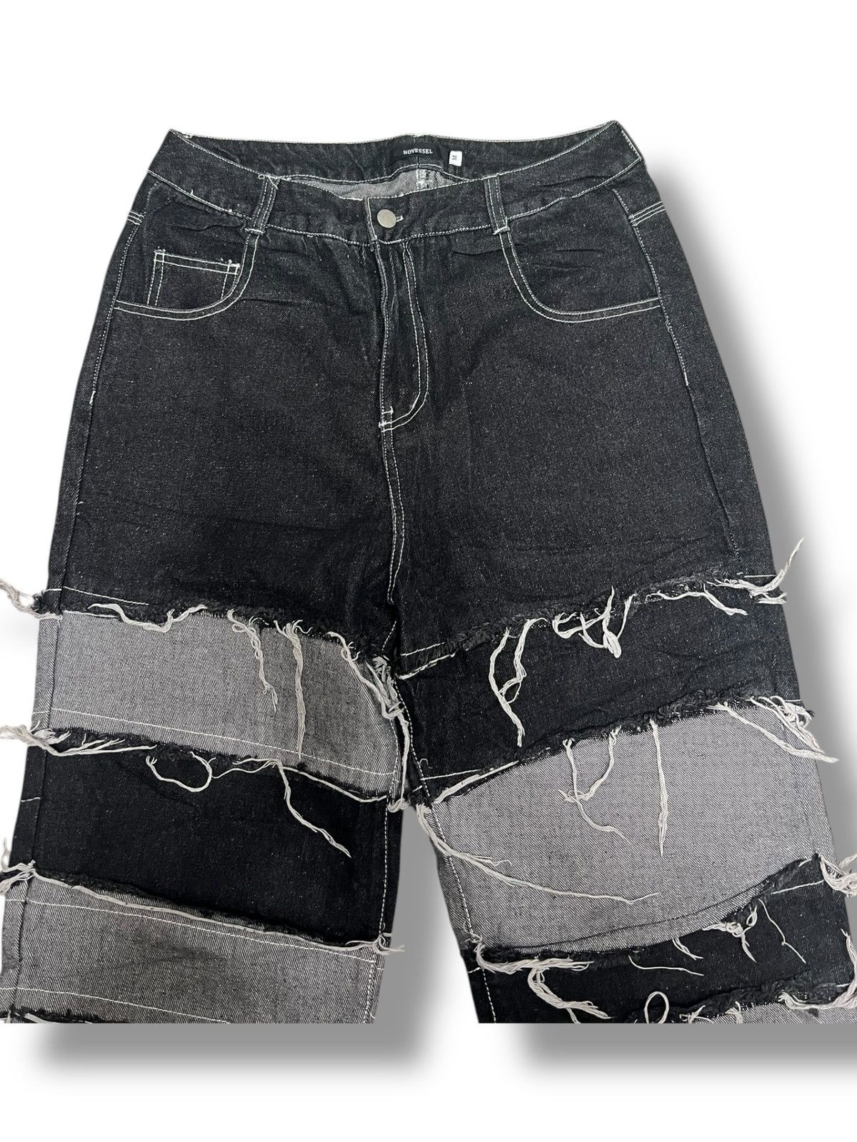 Hysteric Glamour NOVESSEL/Nobesel Borderline Distressed Wide Denim Pants Size US 32 / EU 48 - 9 Thumbnail