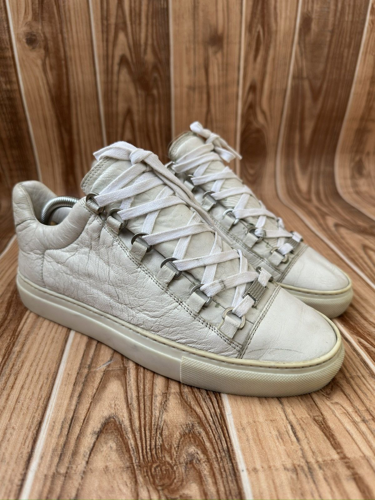 Balenciaga Arena White Leather Lowtops Shoes, Men's (Size 6)