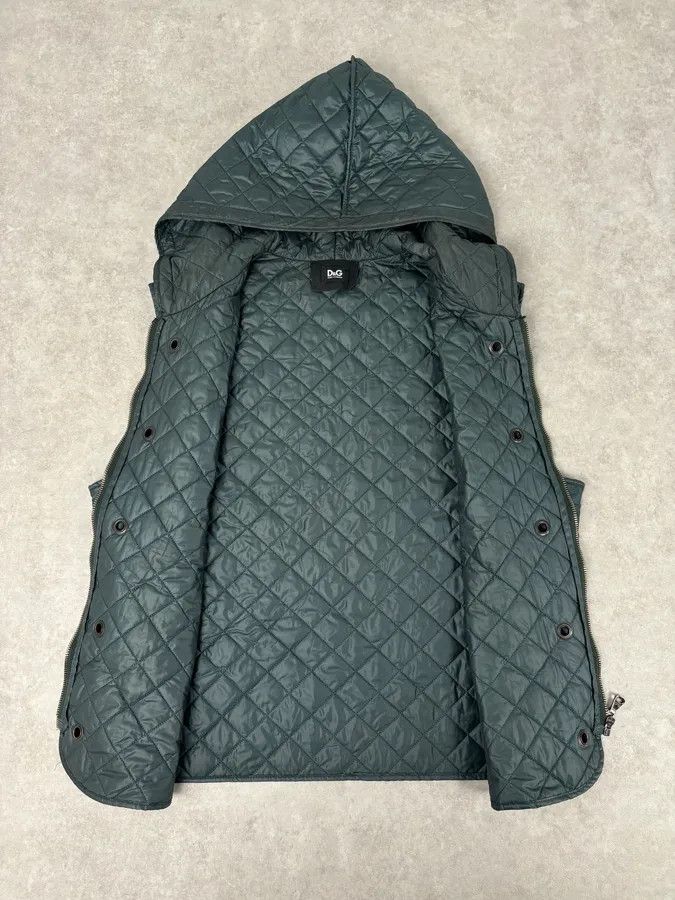 Dolce & Gabbana 2010s Dolce & Gabbana Dark Green Quilted Hooded Nylon Vest Size US M / EU 48-50 / 2 - 7 Thumbnail