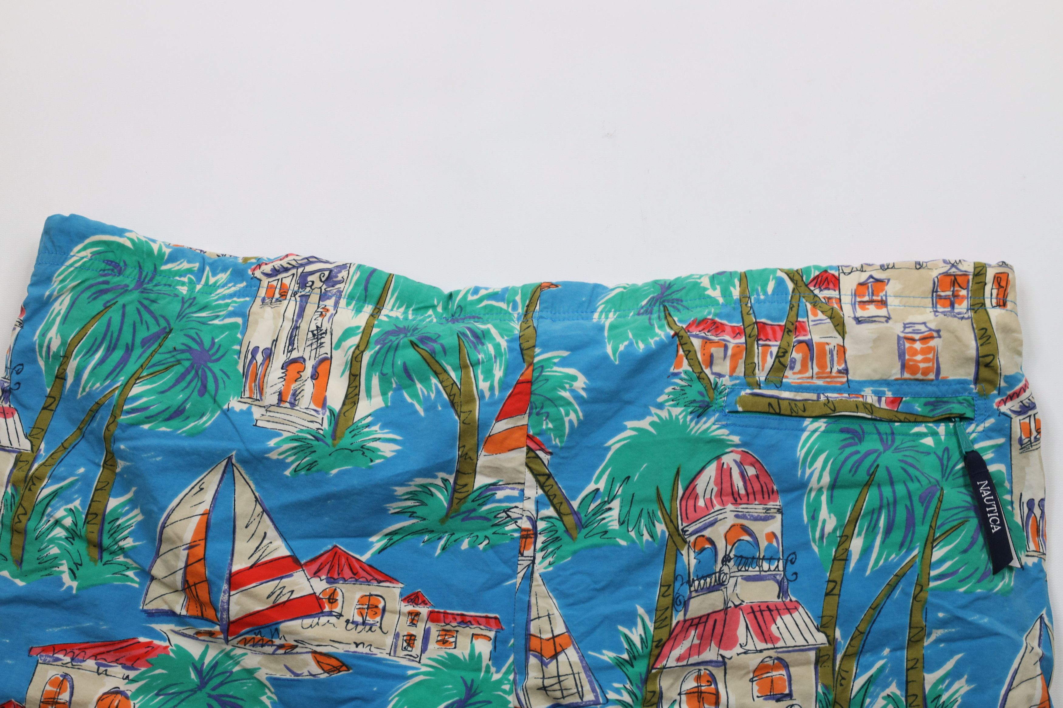 Nautica × Vintage Vintage 90s Nautica All Over Print Lined Shorts Trunks Size US 38 / EU 54 - 8 Thumbnail